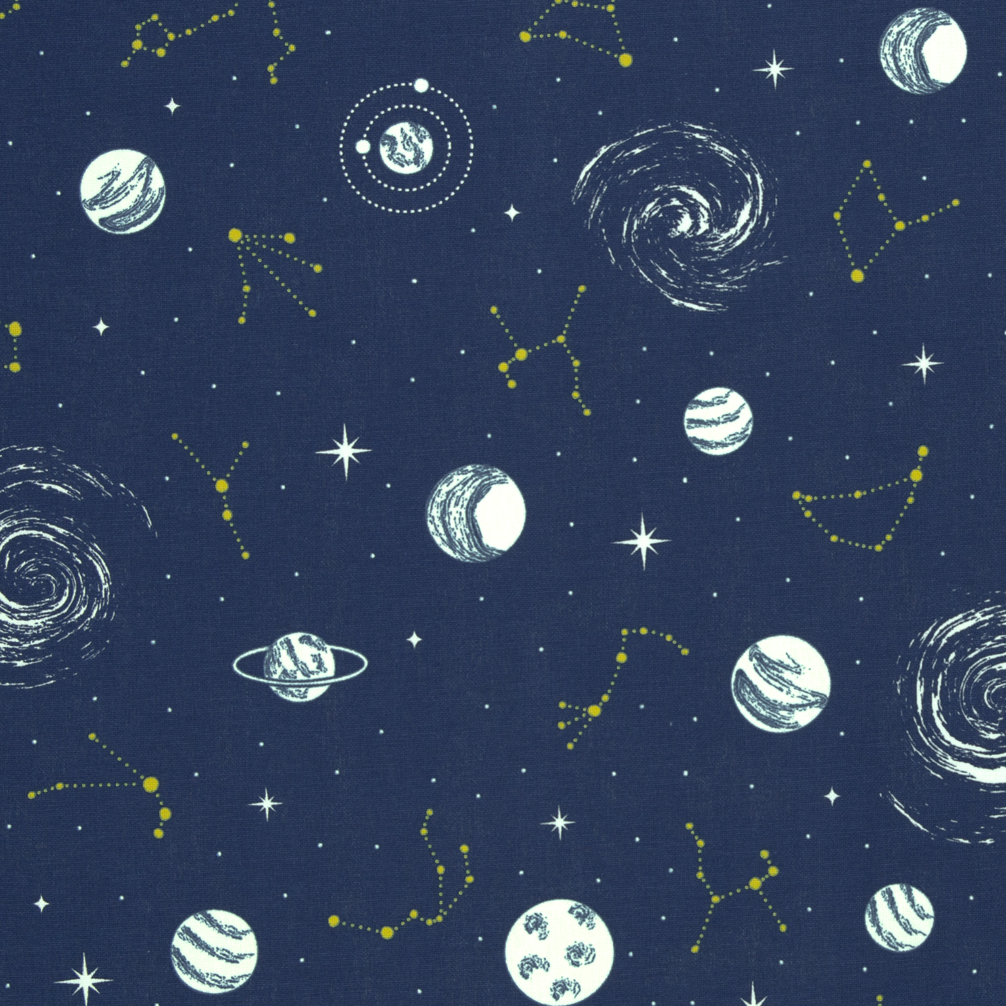 Glow in the dark Canvas blauw planeten en sterren