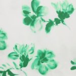 Katoen wit met groene bloemen