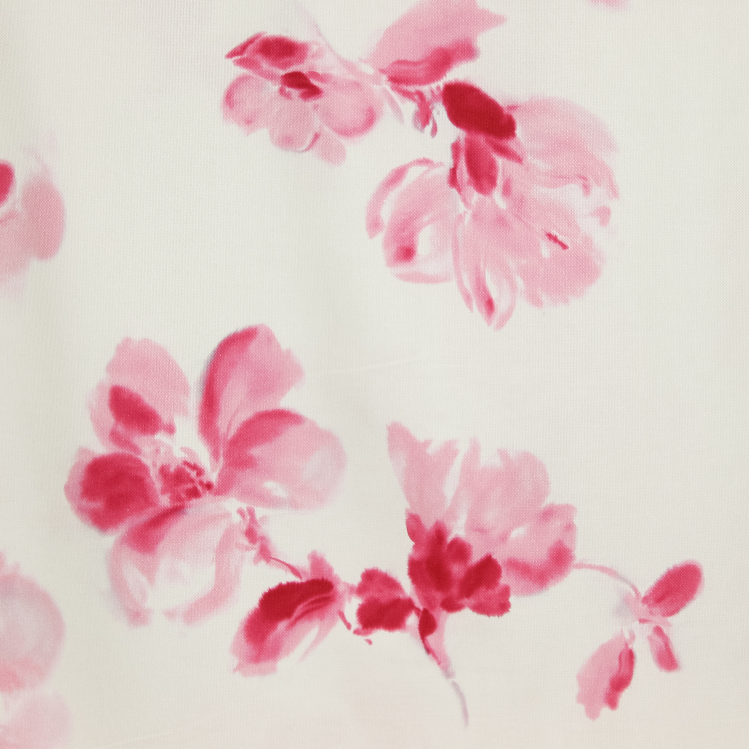 Katoen wit met roze bloemen