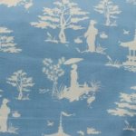 Katoen blauw met witte print