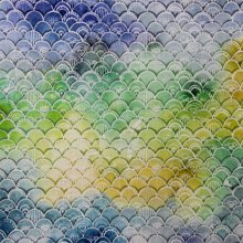 Katoen blauw/groen met schubben