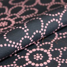 Katoen tricot blauw met bloemen