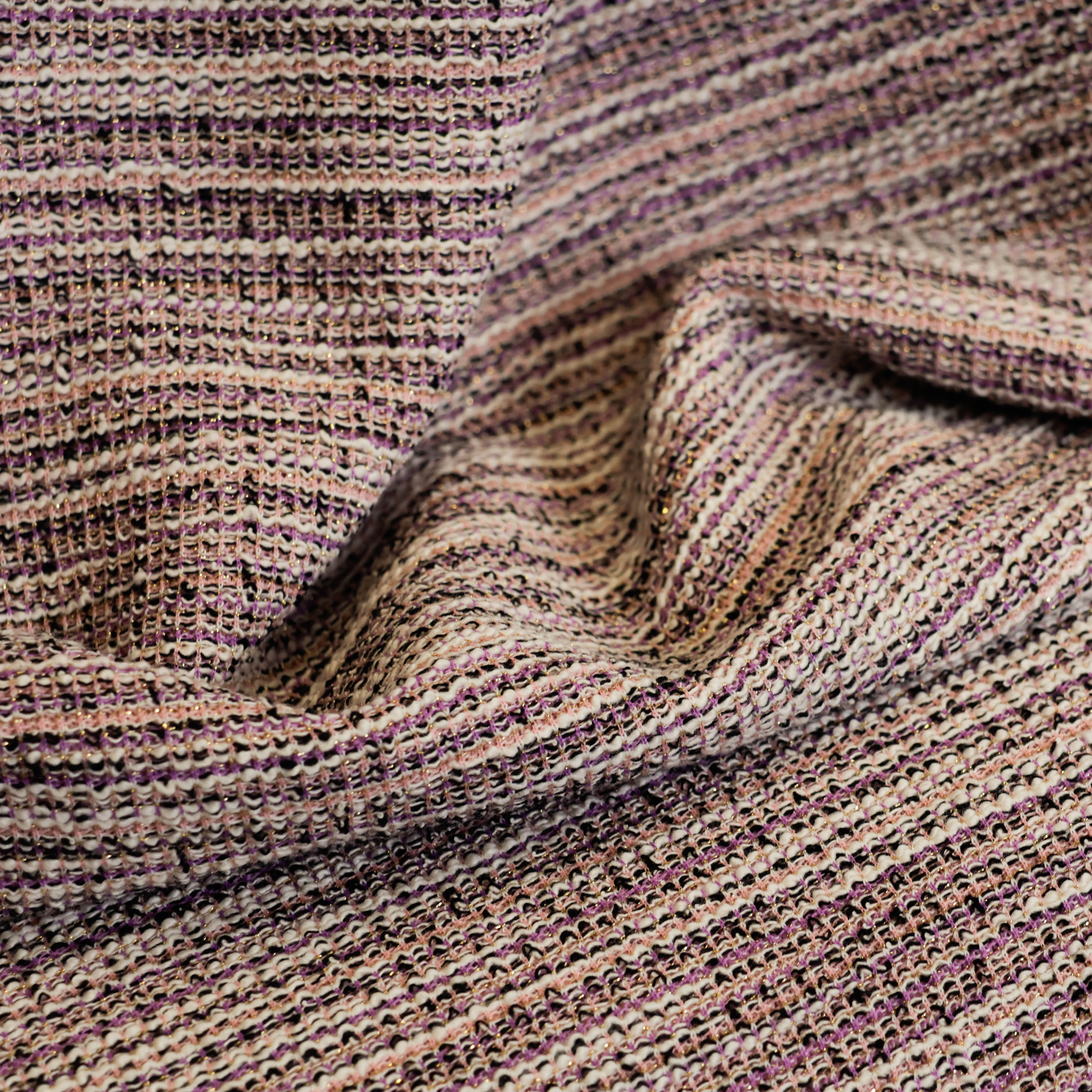 Chanel tricot gestreept roze en gouddraad