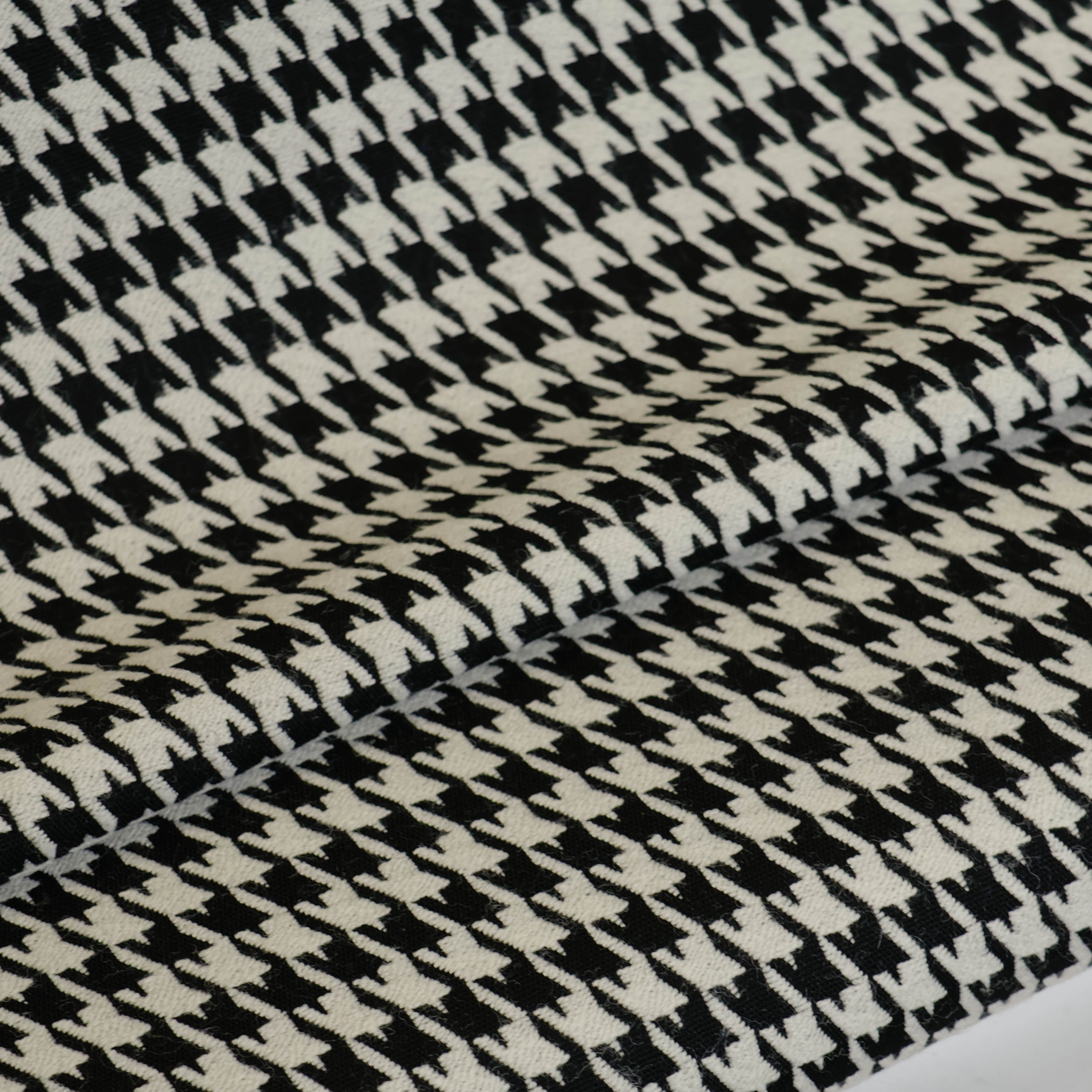 Jacquard wol pied-de-poule zwart en wit