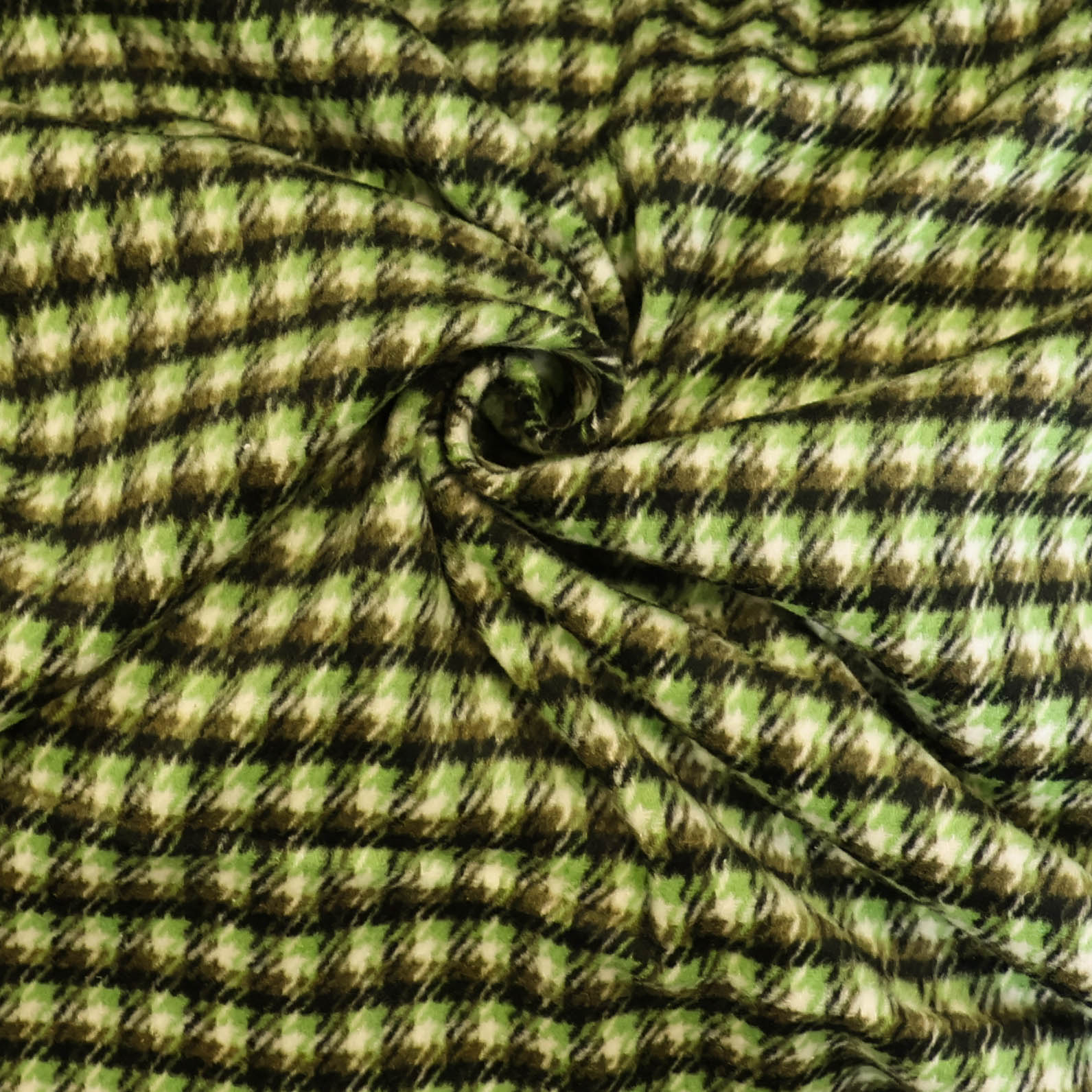 Mantelstof bruin en groen geruit