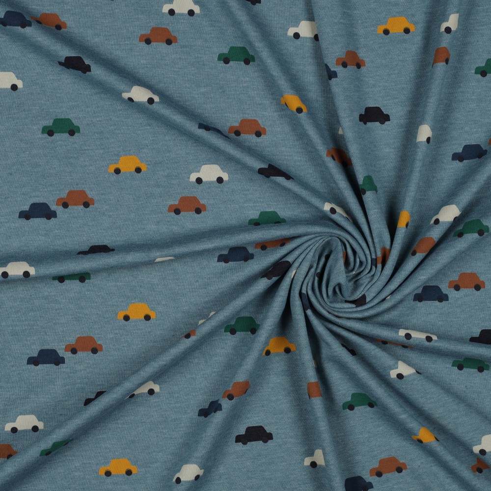 Tricot blauw met auto's - Poppy