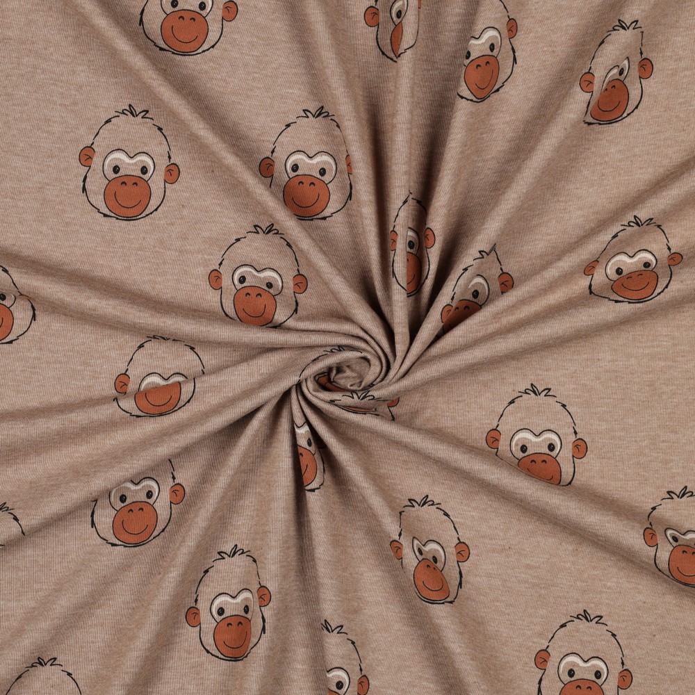 Tricot bruin met apen - Poppy