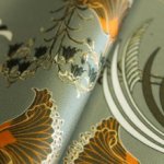 Polyester groen met bloemen