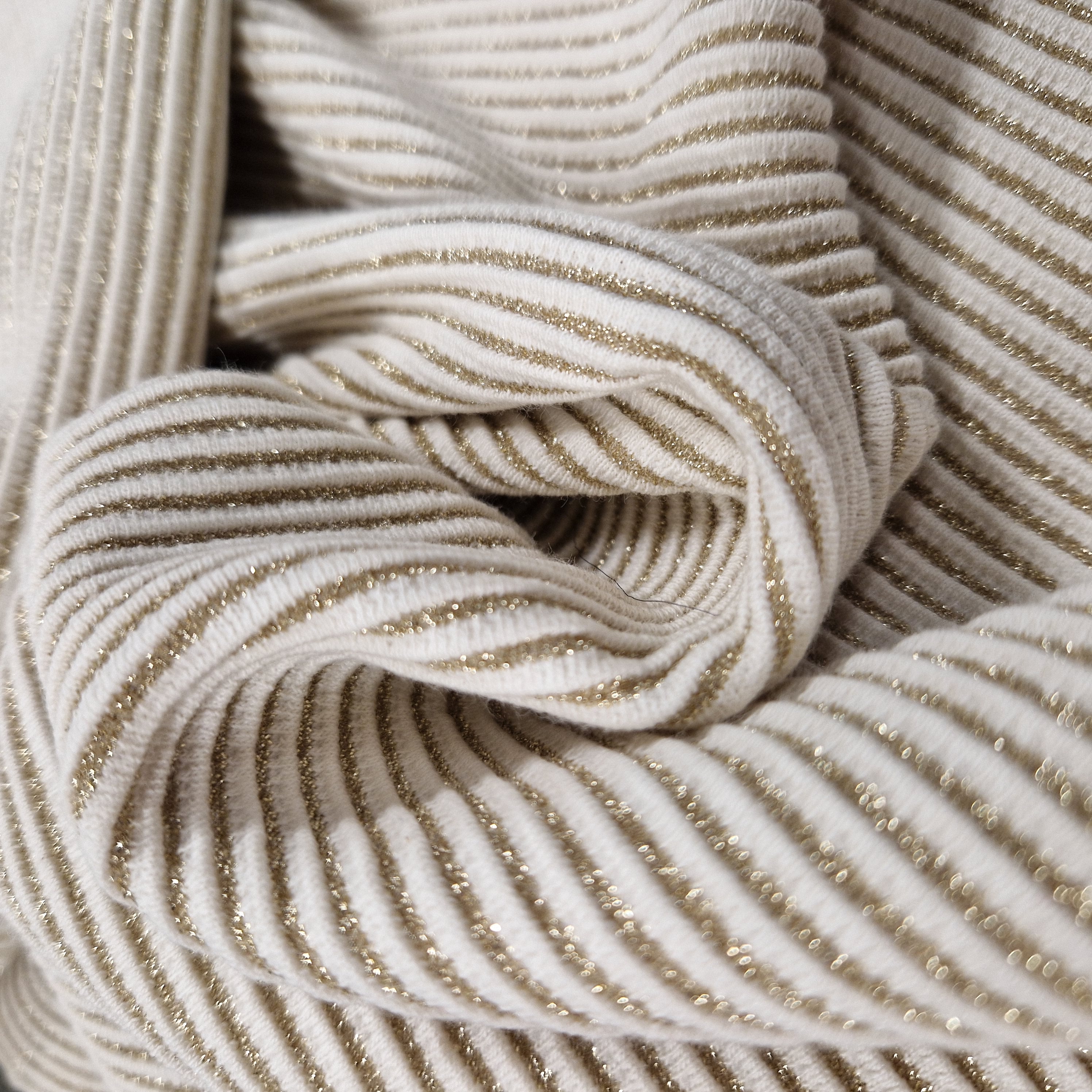Gebreide lurex jacquard wit goud gestreept - Poppy