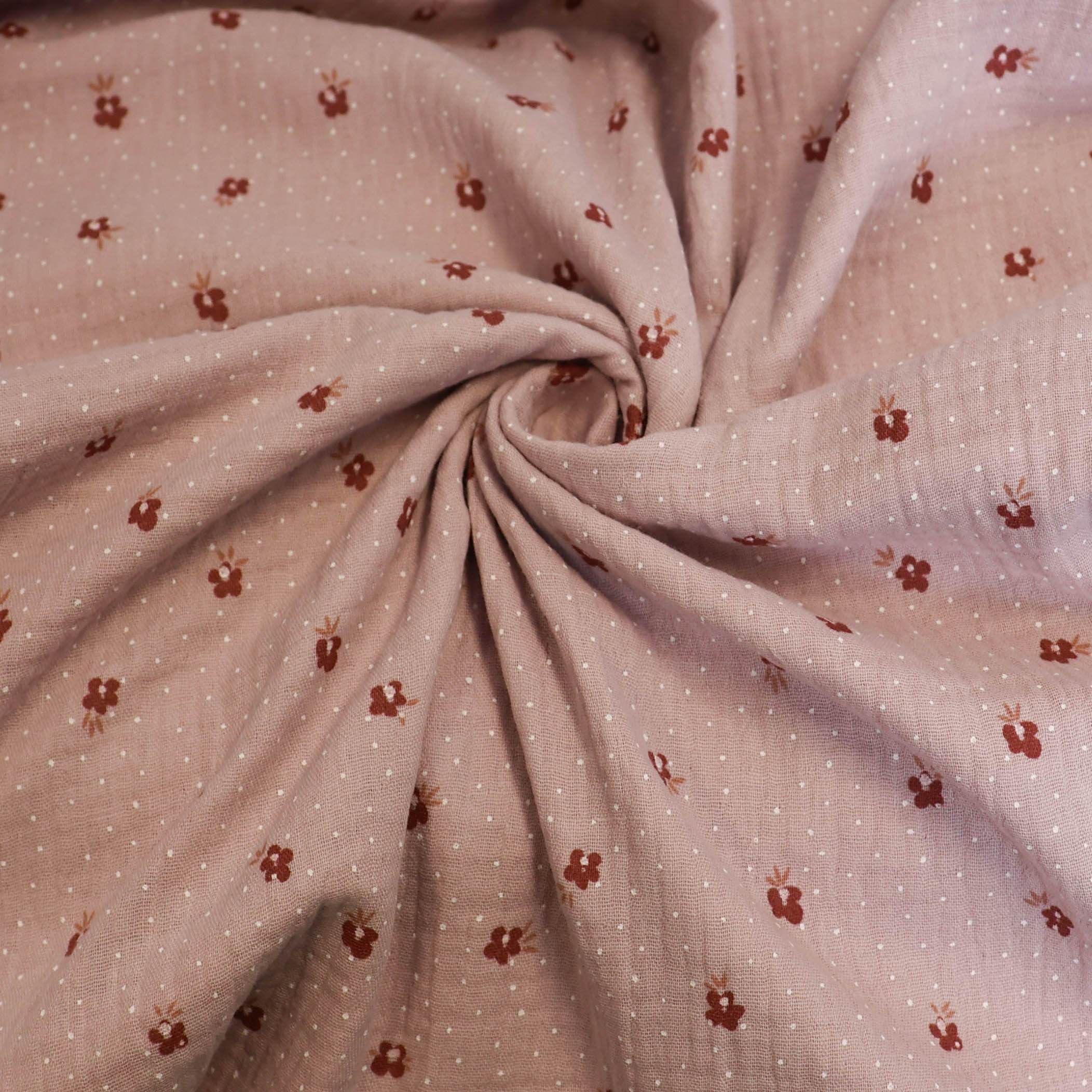 Double gauze roze met bloemetjes - Katia