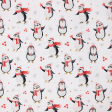 French terry wit met pinguïns
