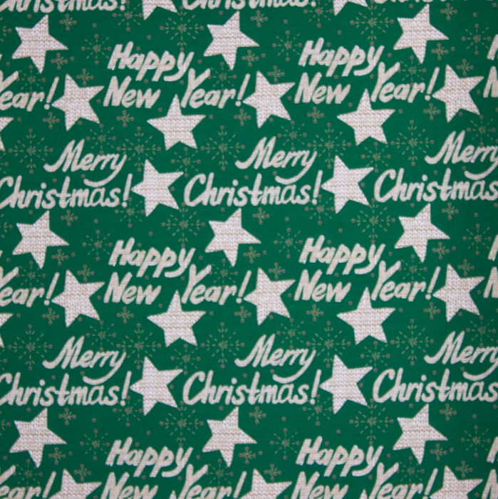 French terry groen met 'Merry Christmas'