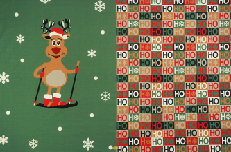 French terry paneel kerstfiguren en rendier