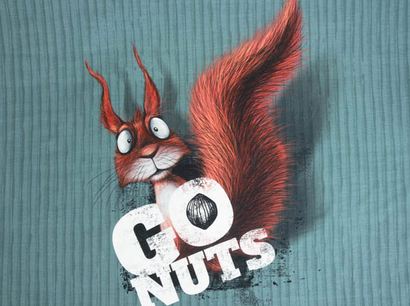 French terry paneel eekhoorn 'Go Nuts'