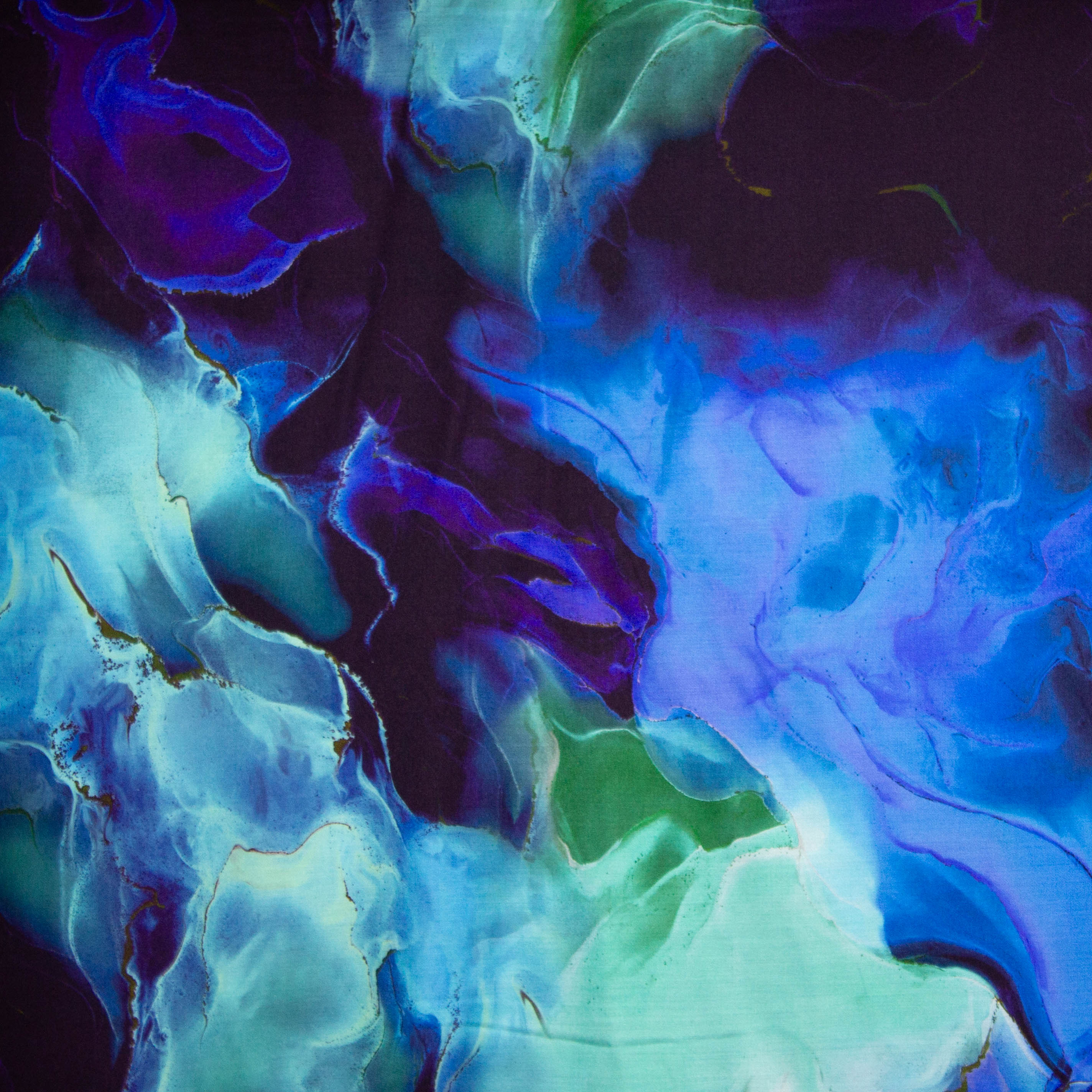 Zijde viscose mengeling abstract marbel blauw - Lorré - Alta Moda