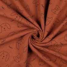 Sweaterstof terracotta met honden - Poppy