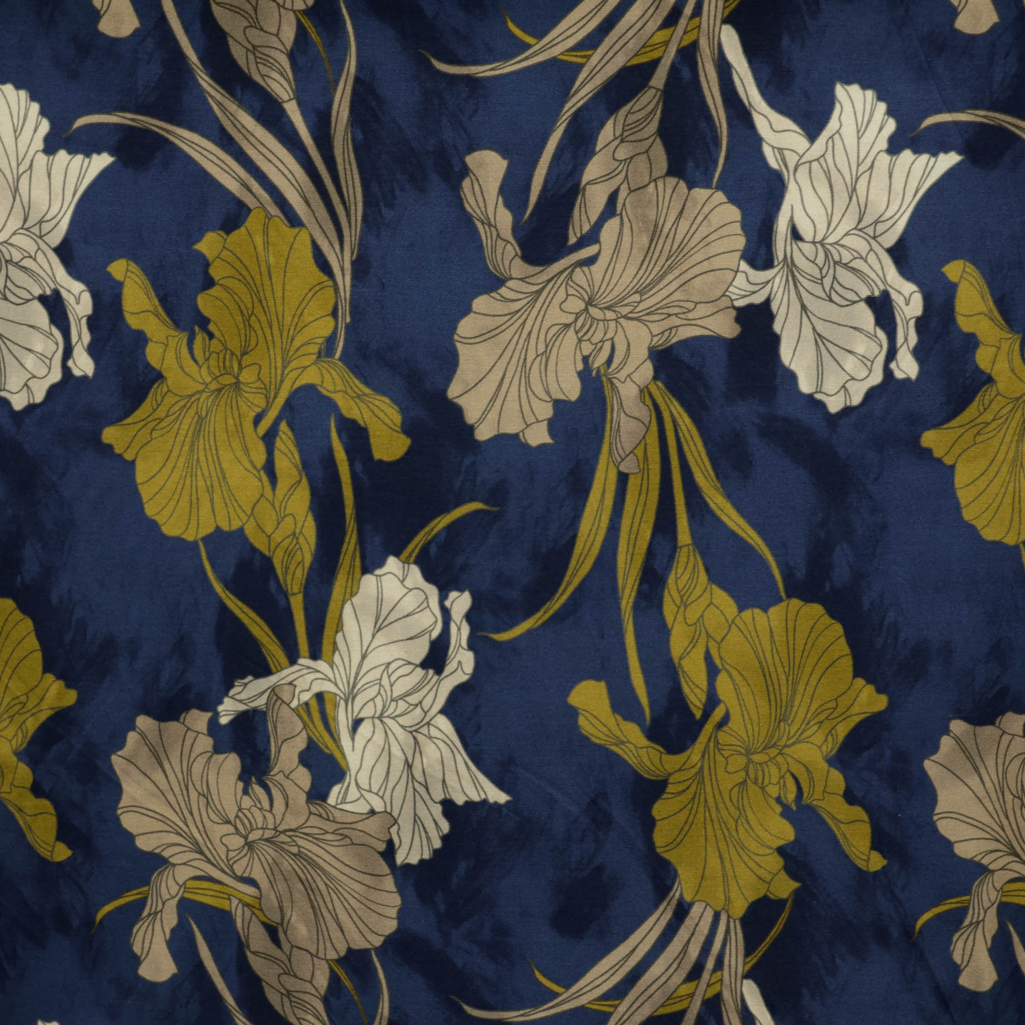 Viscose jersey blauw met bloemen