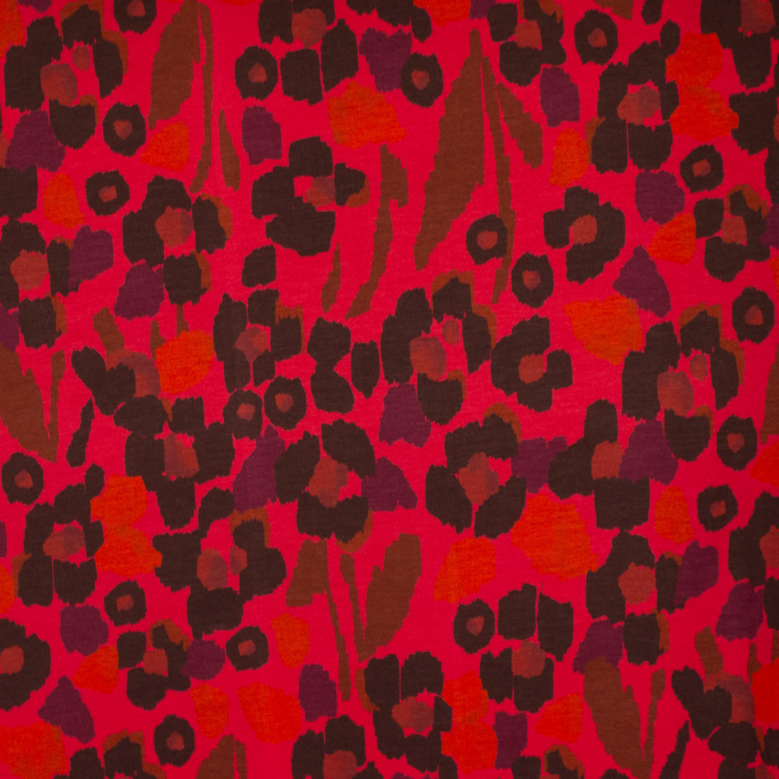 Viscose tricot rood met abstracte strepen print - Alta Moda