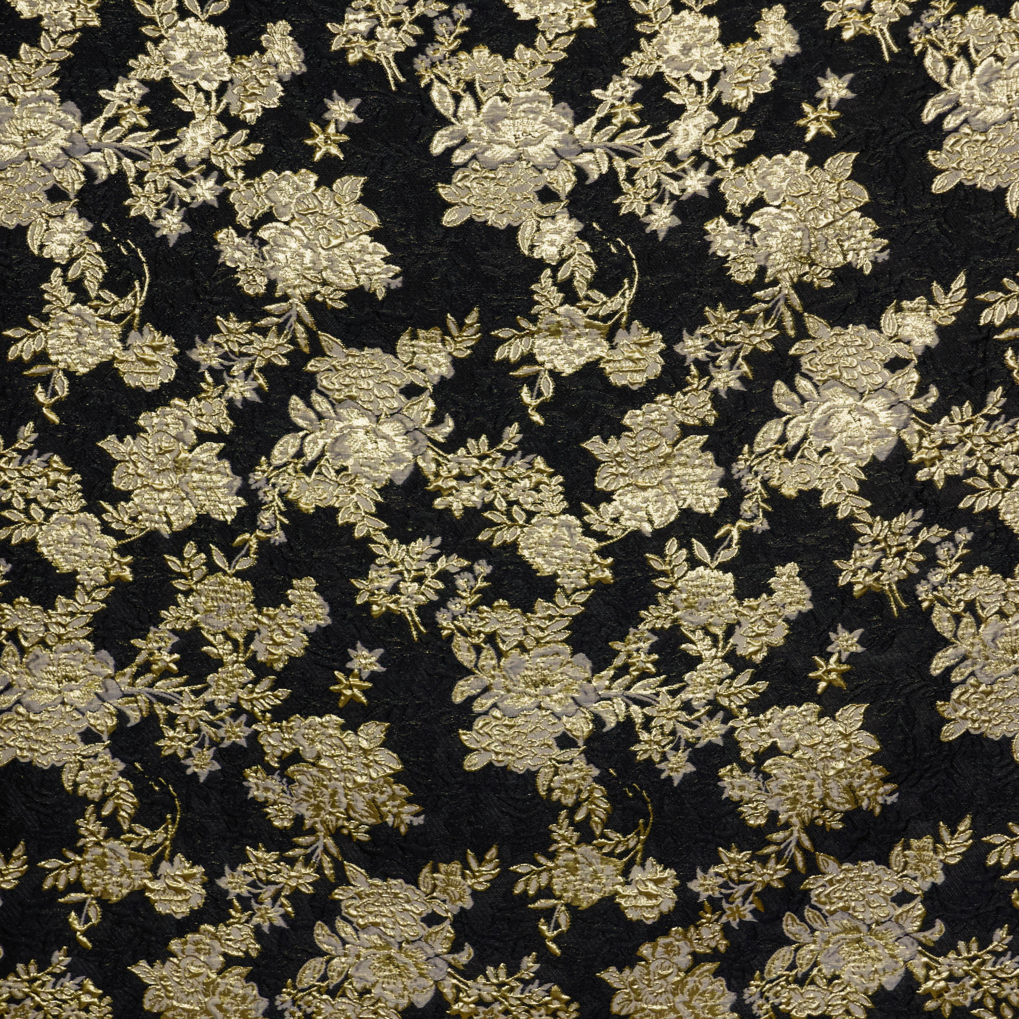 Jacquard polyester met gouden bloemen
