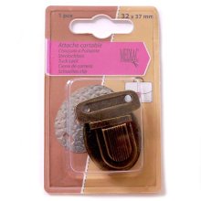 Metalen slot / boekentas sluiting - brons - 32 x 37 mm