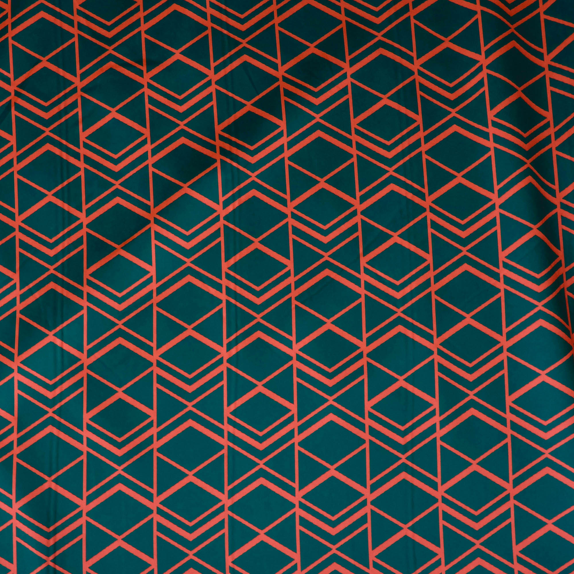 Jacquard mikado dubbelzijdig geometrisch rood-groen - Lorré