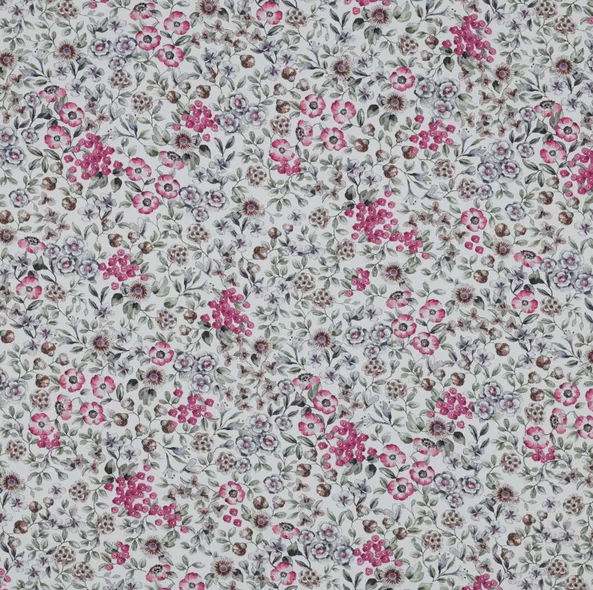 Fijne katoenen poplin besjes en bloemen   - Poppy
