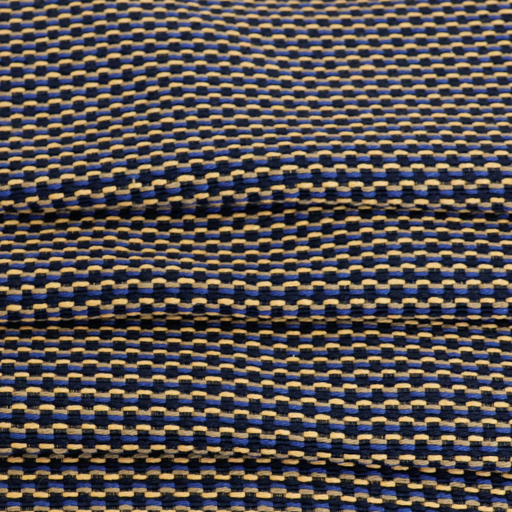 Mantelstof geel blauw zwart