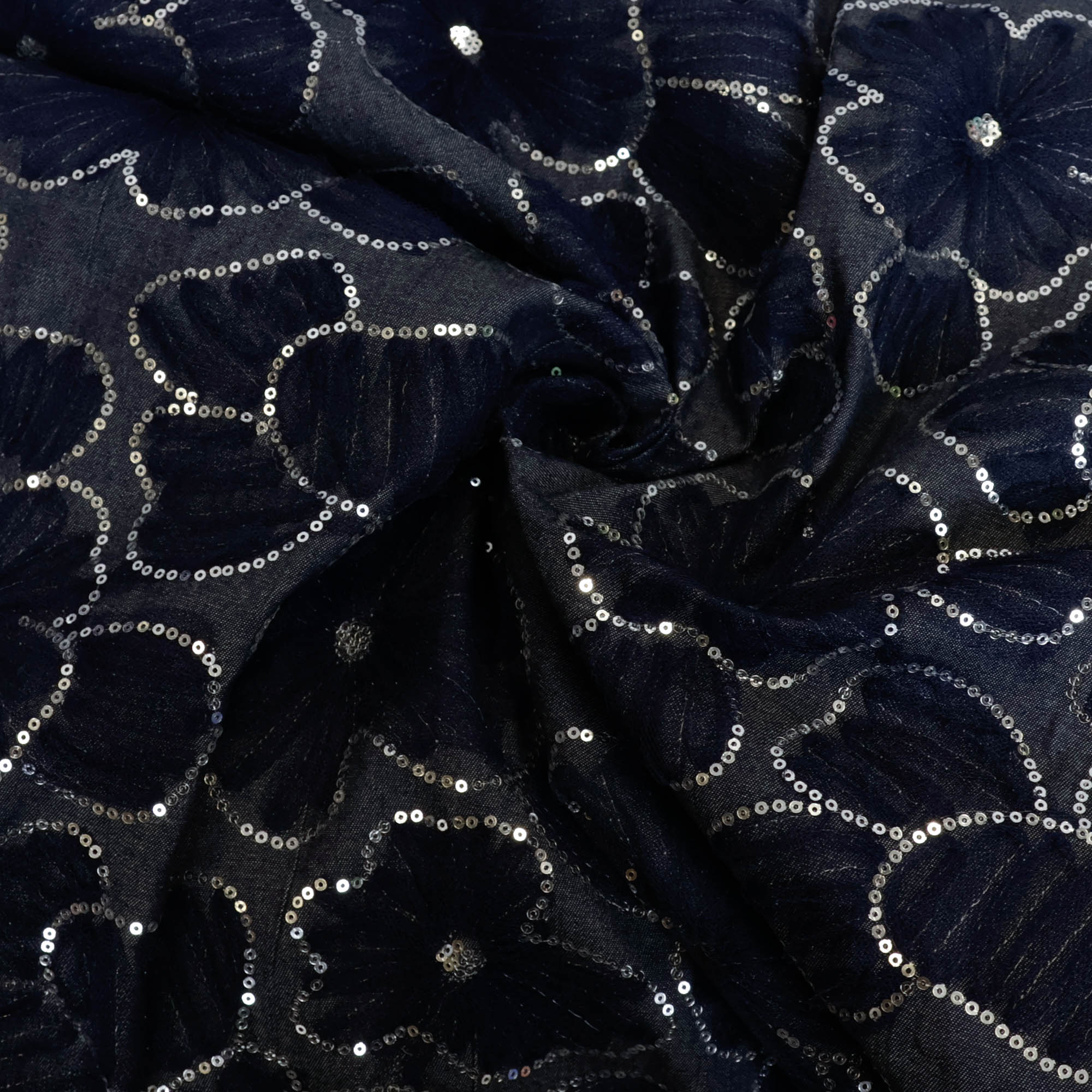 Jeans met bloemen blauw