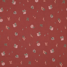 Double gauze kastanje bruin met zacht roze bloemetjes    - Poppy