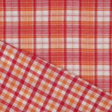 Double gauze oranje rode ruiten    - Poppy