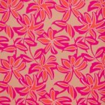Polyester crêpe beige met abstracte planten\bloemen - A La Ville