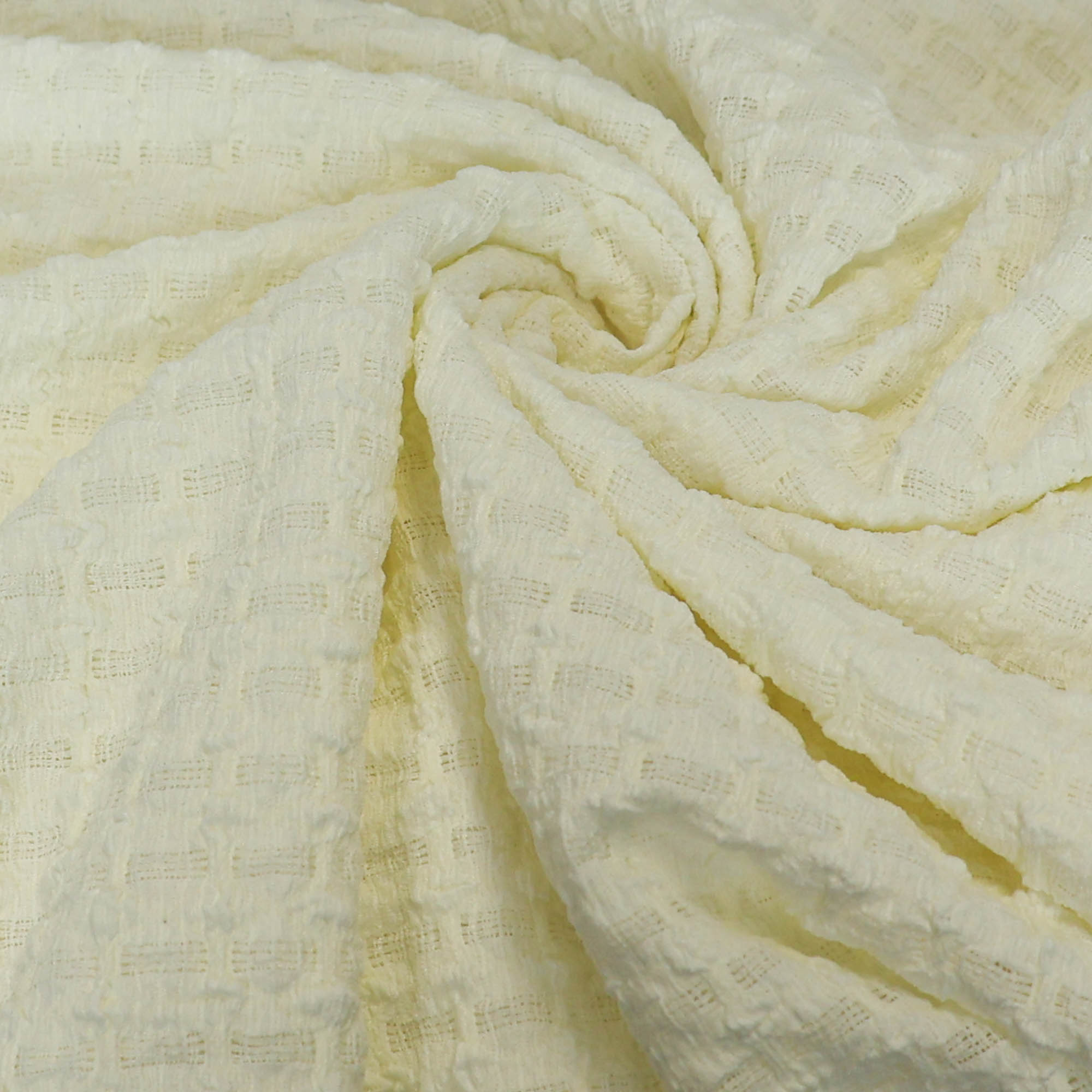 Seersucker effen gebroken wit