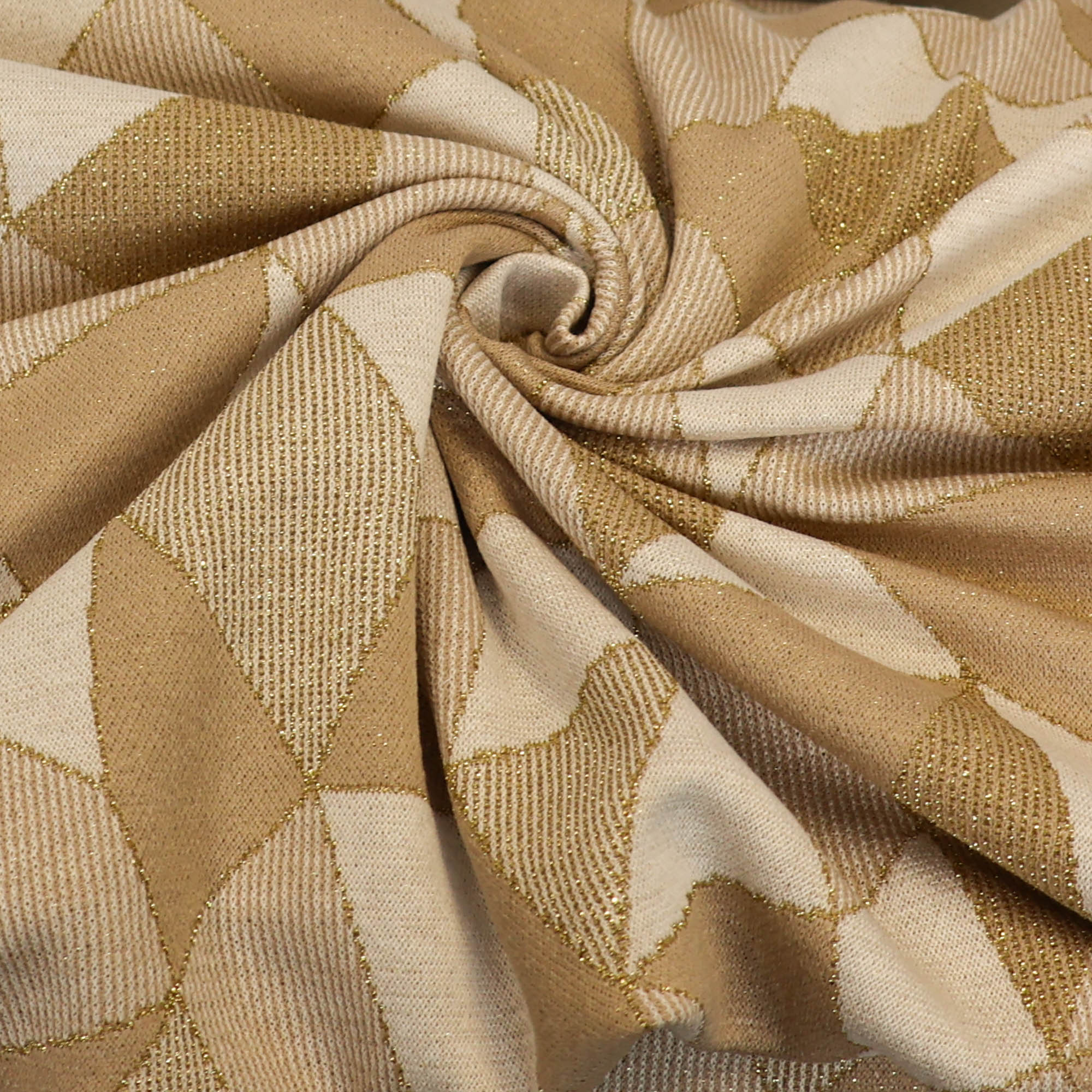 Licht breitje stretch beige met geometrisch patroon - A La Ville