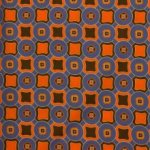 Katoen blauw met oranje geometrische print - Knipmode & A La Ville