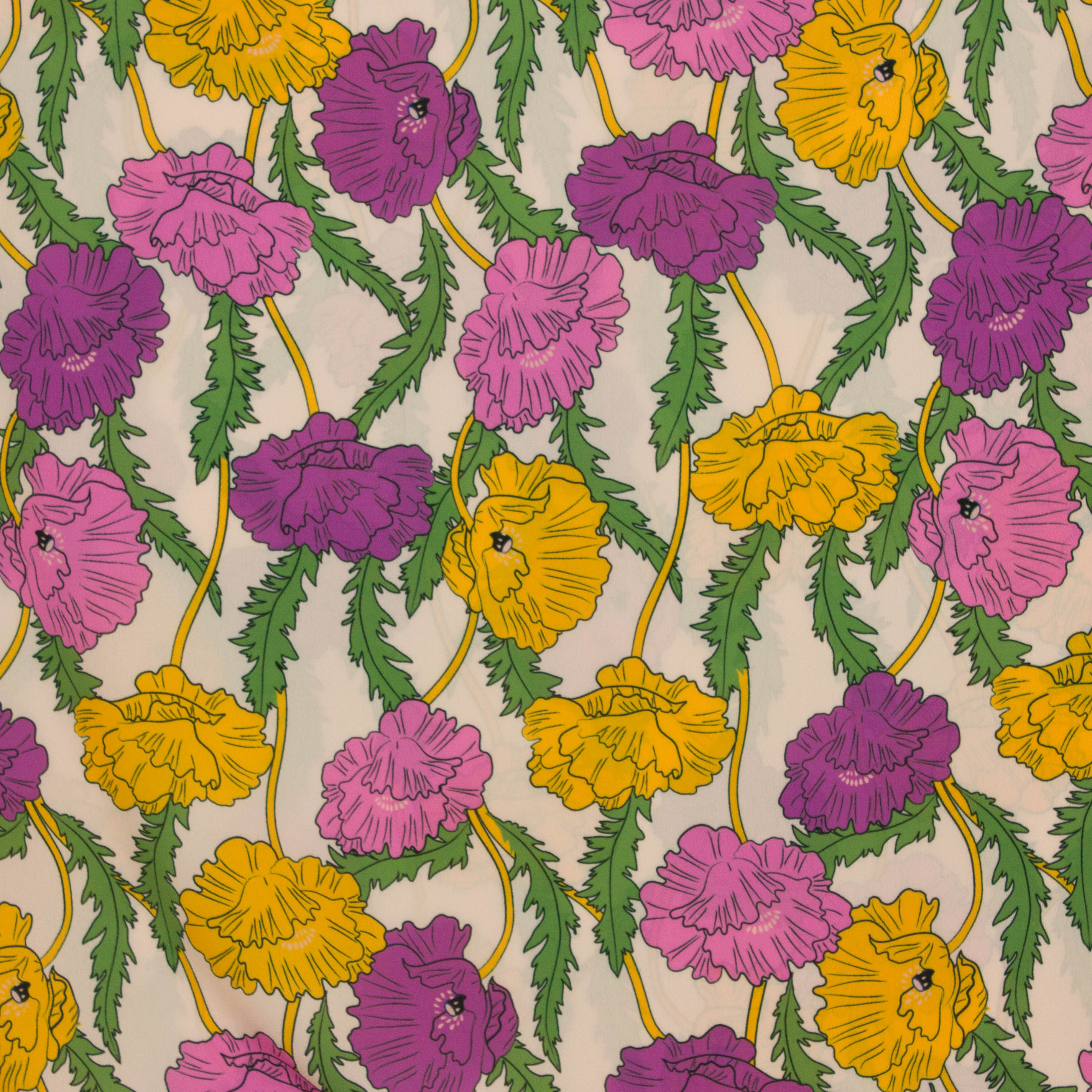 Polyester crêpe ecru met bloemen - Burda & A La Ville