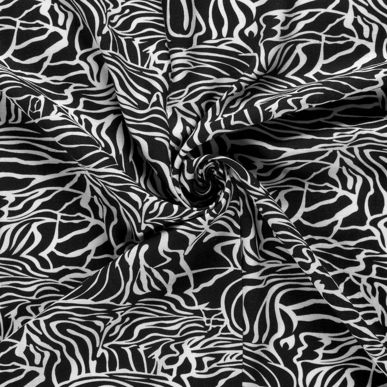 Geweven viscose linnen stof bedrukt zebra's zwart - My Image