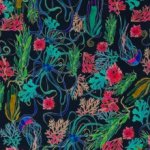 Soepele tricot kwallen en zeeplantjes