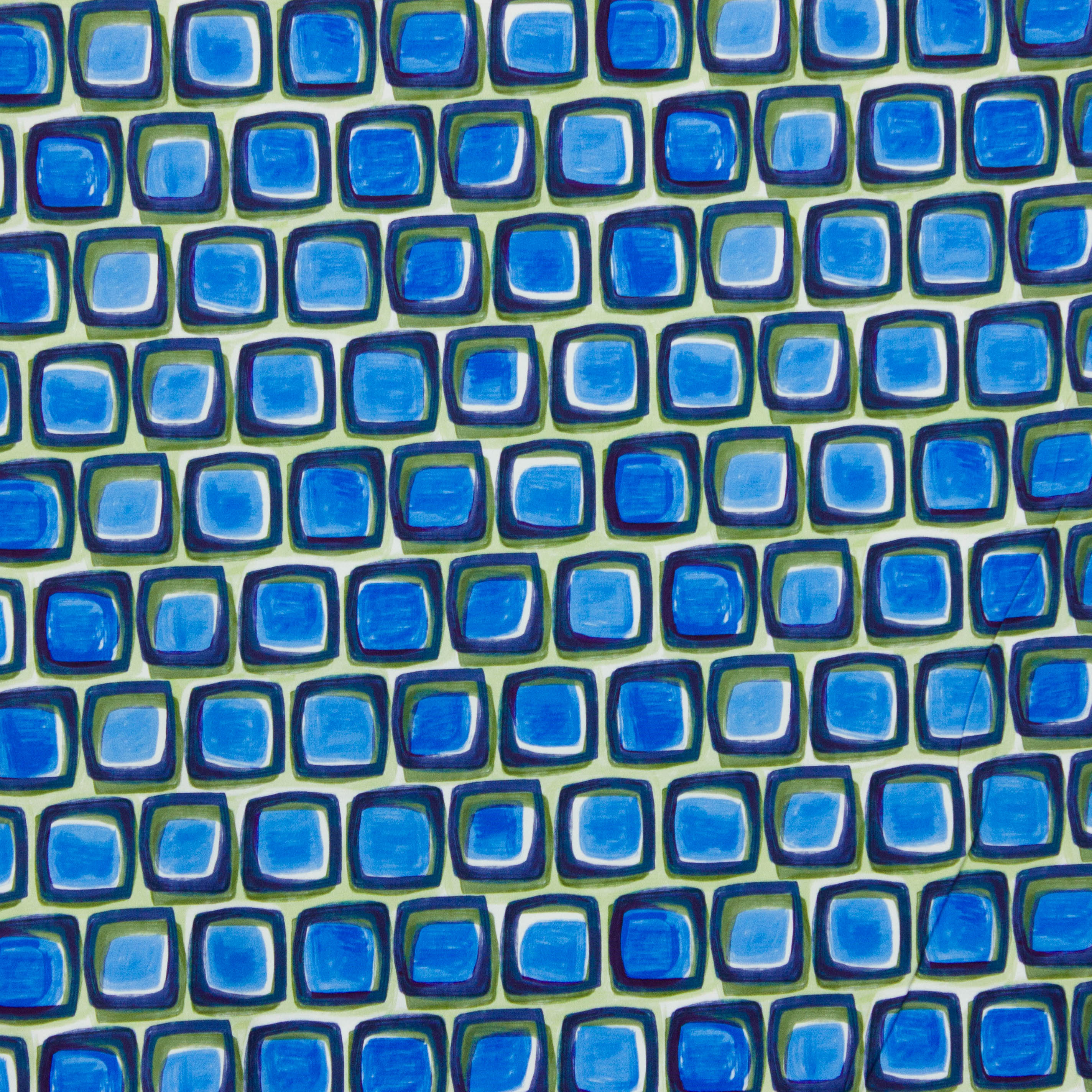 Italiaanse satijn katoen stretch blauw groen