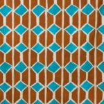 Katoen met bruin / turquoise geometrisch motief - A La Ville