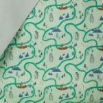 Munt softshell met beren en bergen, fleece achterzijde