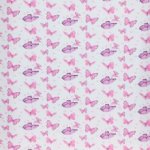 Tricot wit met roze en lila vlinders