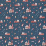 Tricot blauw met brandweerwagens 'Samern'