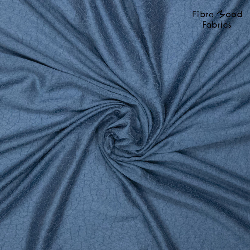 Geweven tencel/nylon jacquard blauw met crinkle effect - Fibre Mood