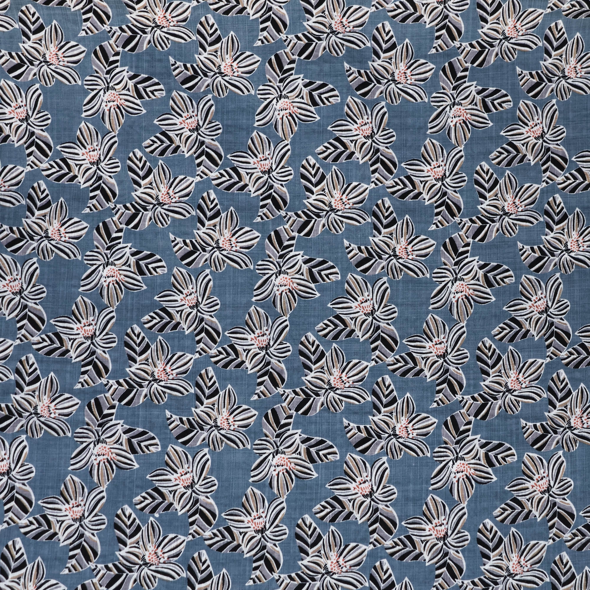 Linnenlook blauw met bloemen