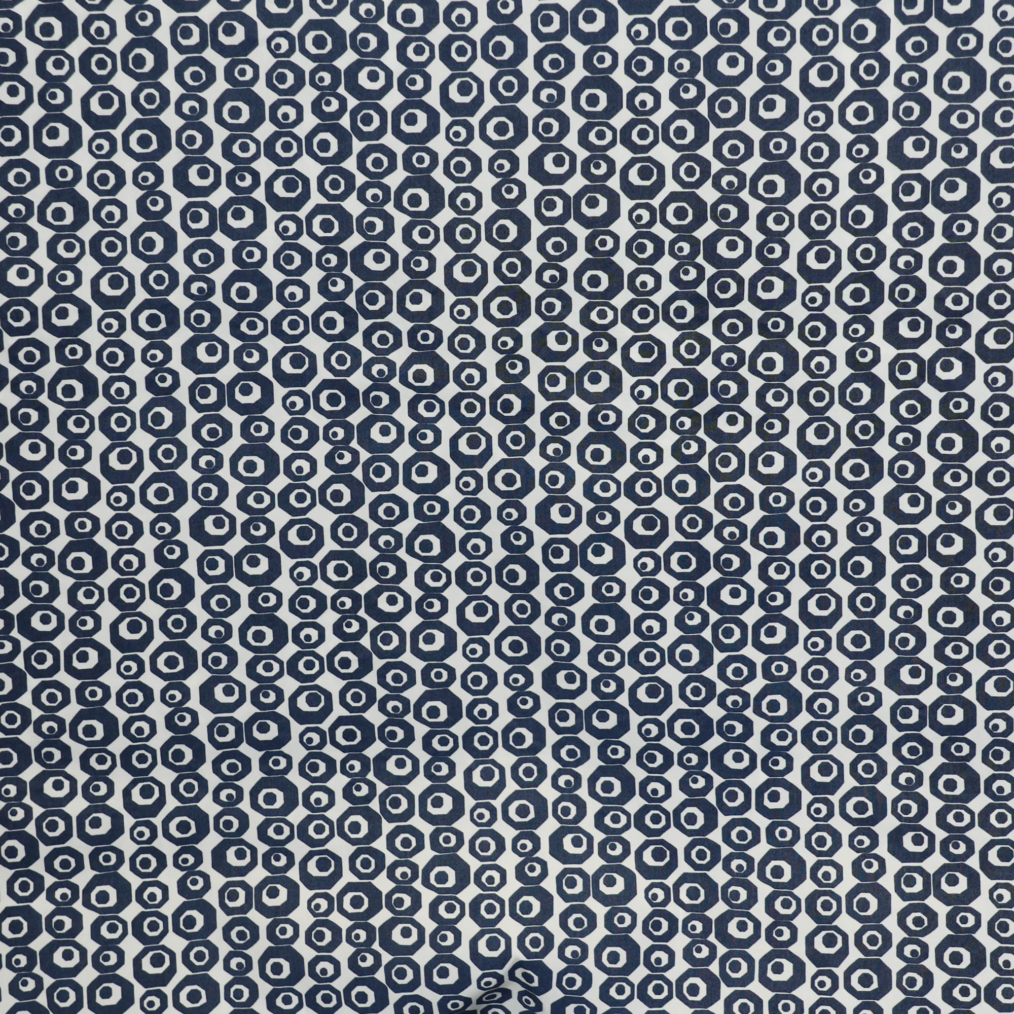 Katoen wit met blauwe print