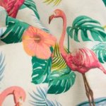 Canvas wit met flamingo's en bladeren