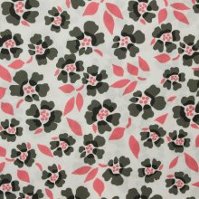 Witte katoen met roos-grijze bloemen