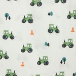 Witte katoen met groene tractors