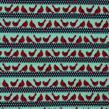 Muntkleurige katoen met rode vogels