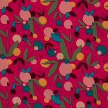 Roze poplin katoen met bloemen - katia